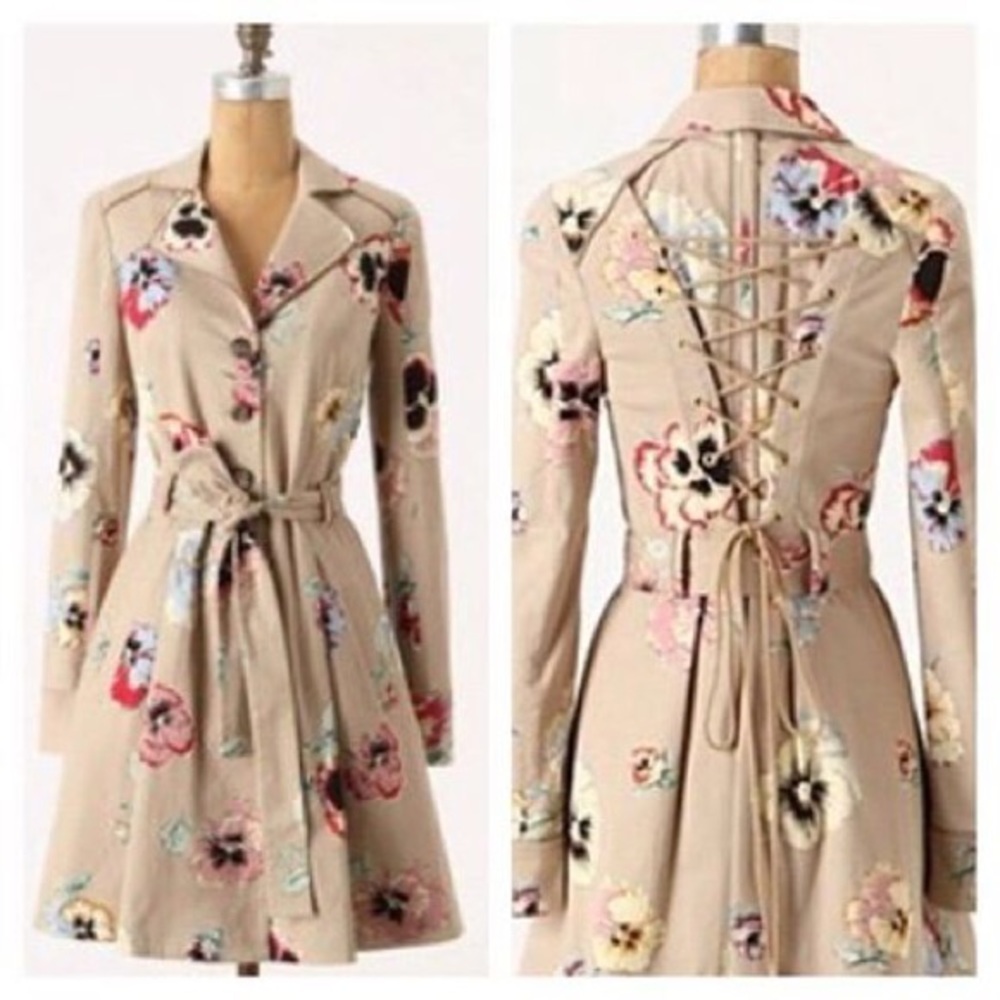Anthropologie Elevenses Pansy Trench Coat